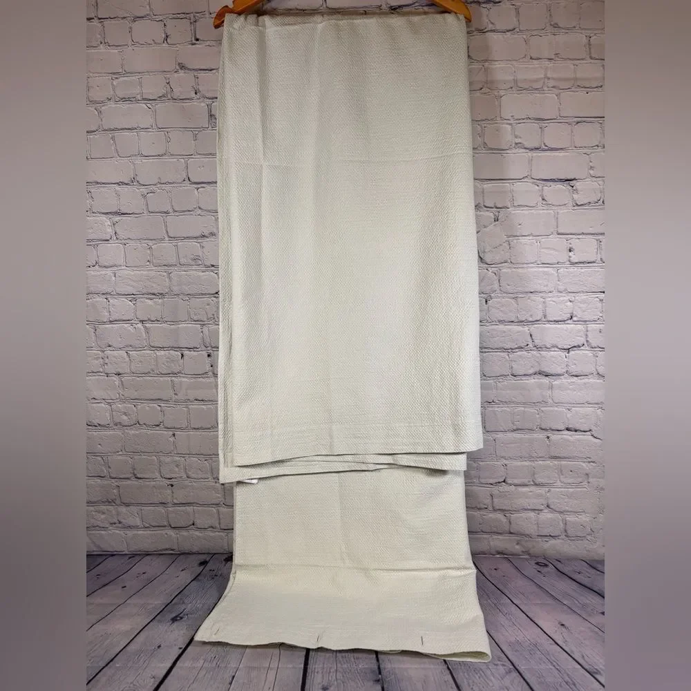 West Elm Light Celery Green Cotton Minimalist Cottagecore Shower Curtain 72 X 74